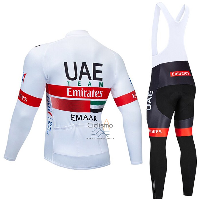 Uae Ropa Ciclismo Culotte Largo 2020 Mangas Largas Blanco Rojo